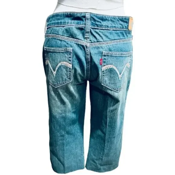 Levis 515 Capri Women's Pants Blue Jeans Stretch Cropped Denim Size 14 - Picture 7 of 11